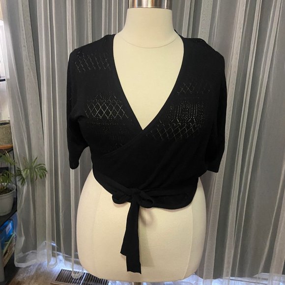 NWT Torrid Pointelle Cardigan Tie Wrap Cropped Sweater size 4 - Picture 6 of 9